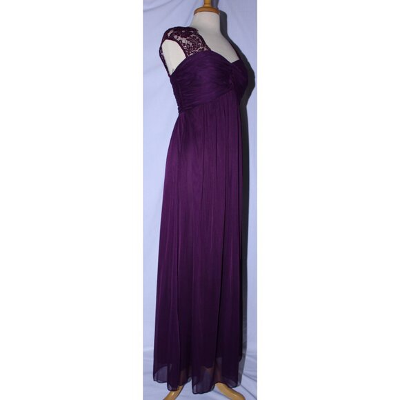 Juno #8098 Chiffon & Lace Bridesmaid or Mother of Bride Dress-Size M-PLUM-NWT - Picture 3 of 5